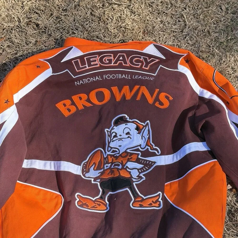 Rare Vintage Cleveland Browns Legacy Football Jacket NFL Coat XL - Picture 4 of 6
